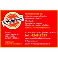 Combos hamburguesas, panchos, snacks, vajilla descartable