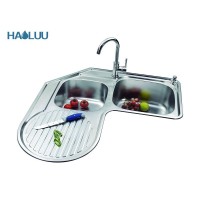 Doble Tazn Corner Sink Cocina de acero inoxidable del tazn HL61702