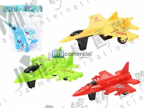 Avi�n de combate, de tire hacia atr�s, 4 colores 4 disenos surtido