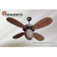 Tiravento Ovalado rattan con motor tejido y luz cerrada