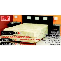 Juego de dormitorio con respaldo con 3 vidrios esmerilados y 2 mesas de luz con desayunador y con 2 plazas sommiers (precio vlido mes Julio 2012)